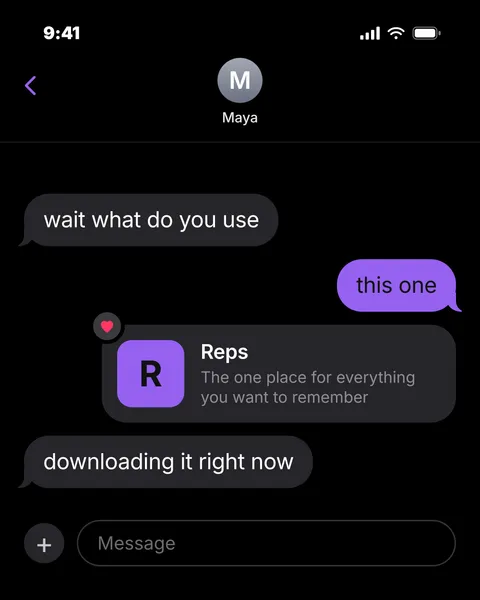 Chat slide: an app reply in a message thread