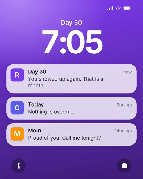 Lock screen slide: day 30 notifications