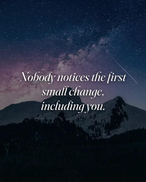 Serif quote slide: nobody notices the first small change, including you