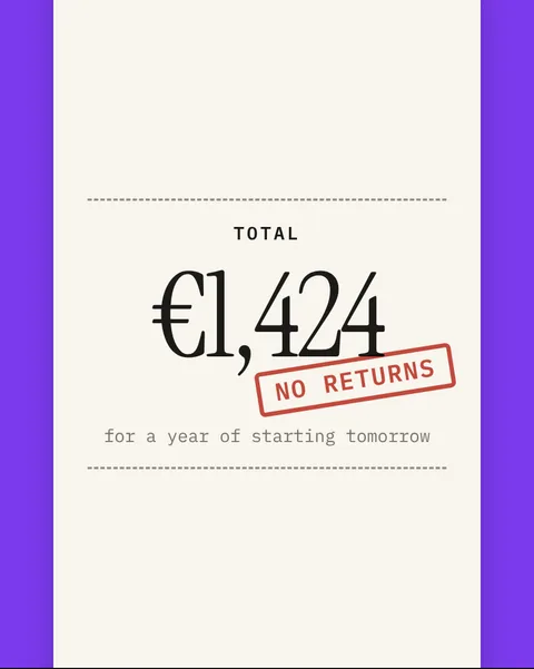 Receipt slide: the total of a year of starting tomorrow